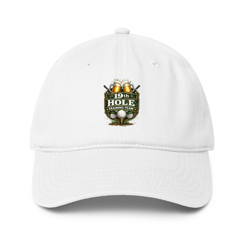 19th Hole Low-profile baseball cap – One size, White