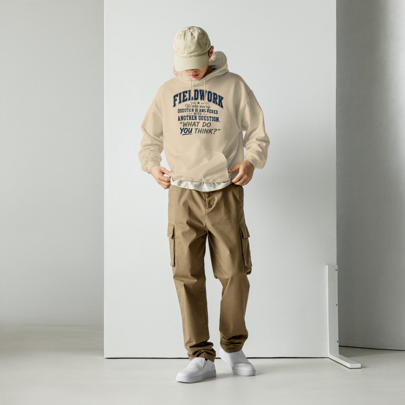 Hoodie: Fieldwork: What Do You Think? | Occupational Therapy Student Hoodie – S, Sand