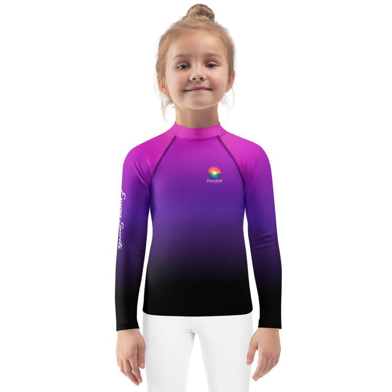 Painted Paradise Kids Rash Guard Pink/Black Ombre'
