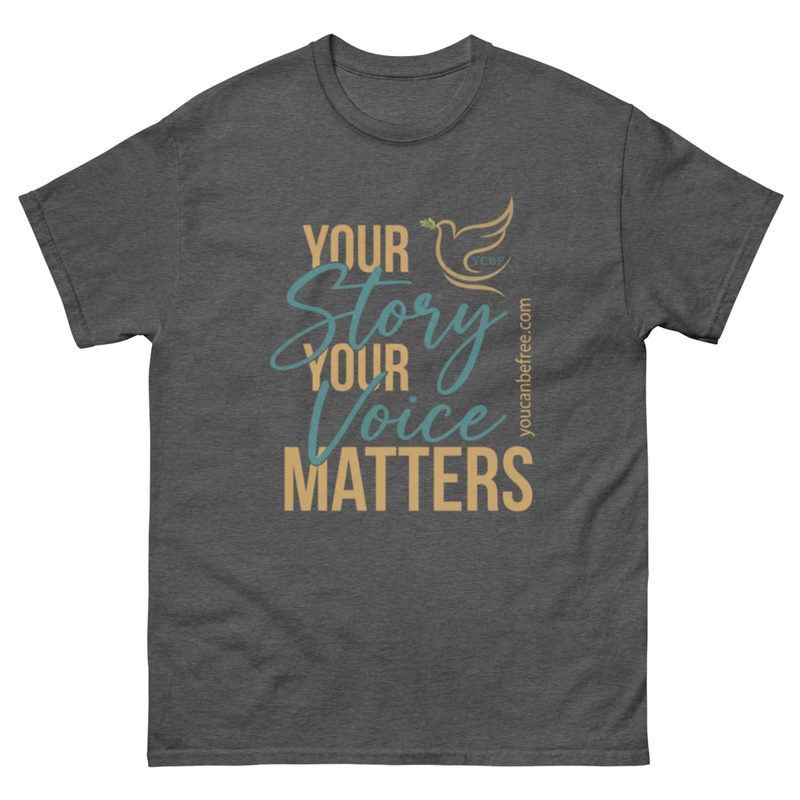 Your Story | Your Voice Matters Unisex T-Shirt – S, Dark Heather