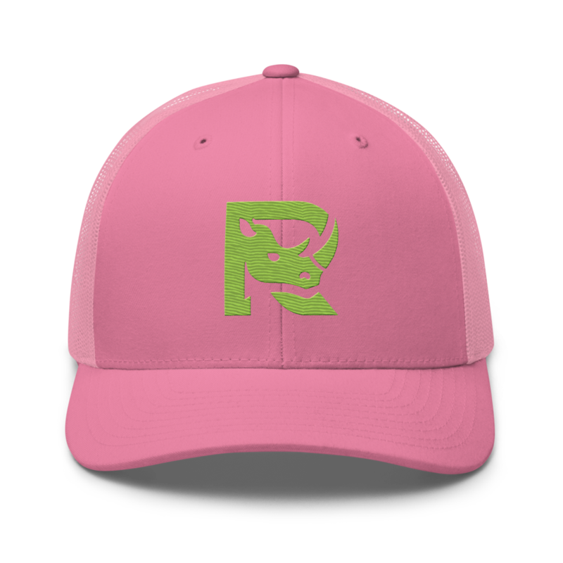 Rhino Rawkstar: Embroidery Neon Crest Trucker Hat — Pink / One size