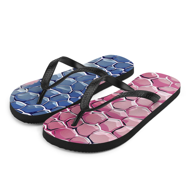 Pink & Blue Snake Skin Flip-Flops House or Outdoor Slippers