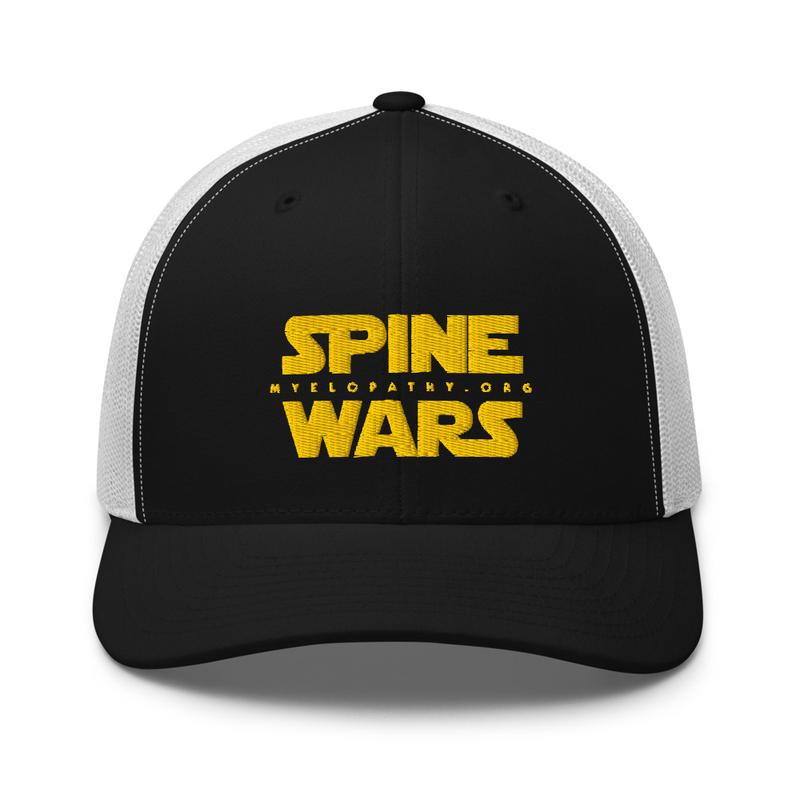 Spine Wars Gold Embroidery Trucker Cap – One size, Black/ White