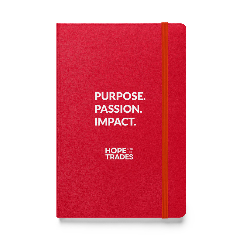 HFTT Hardcover Notebook (5.5"×8.5") | Purpose. Passion. Impact. (Dark Colorways) – 5.5″×8.5″, Red