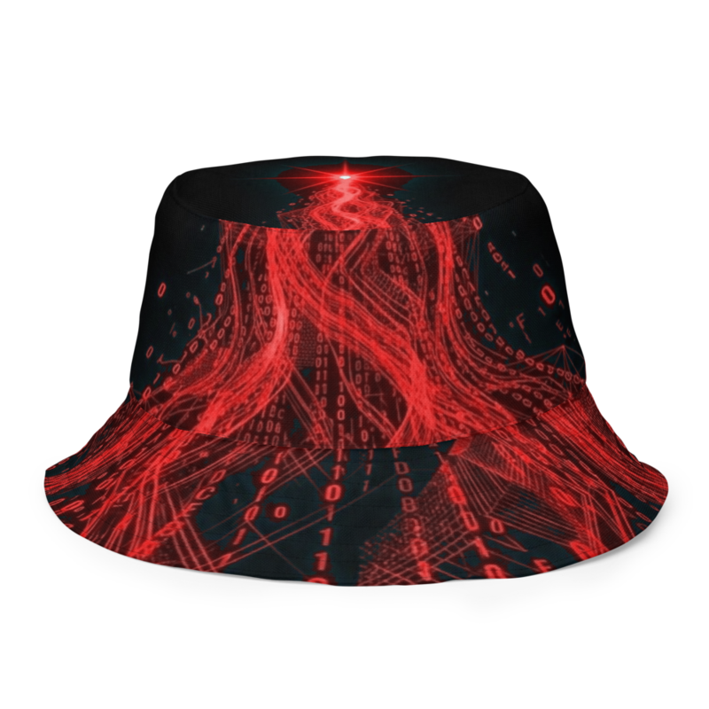 Uncle Benny ® Data Stream IBM Quantum Computer Bucket Hat Neon Red EST. 2020