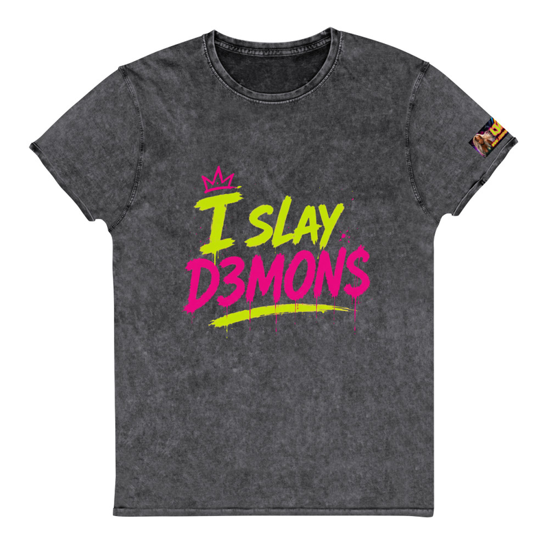 Denim "I Slay D3M0NS" T-Shirt
