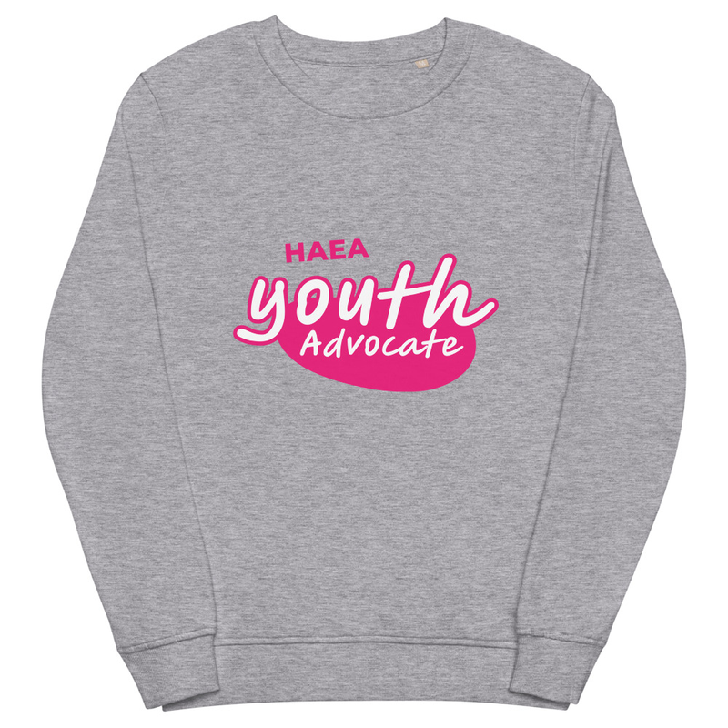 Apparel - Pink HAEA Youth Advocate Unisex organic sweatshirt