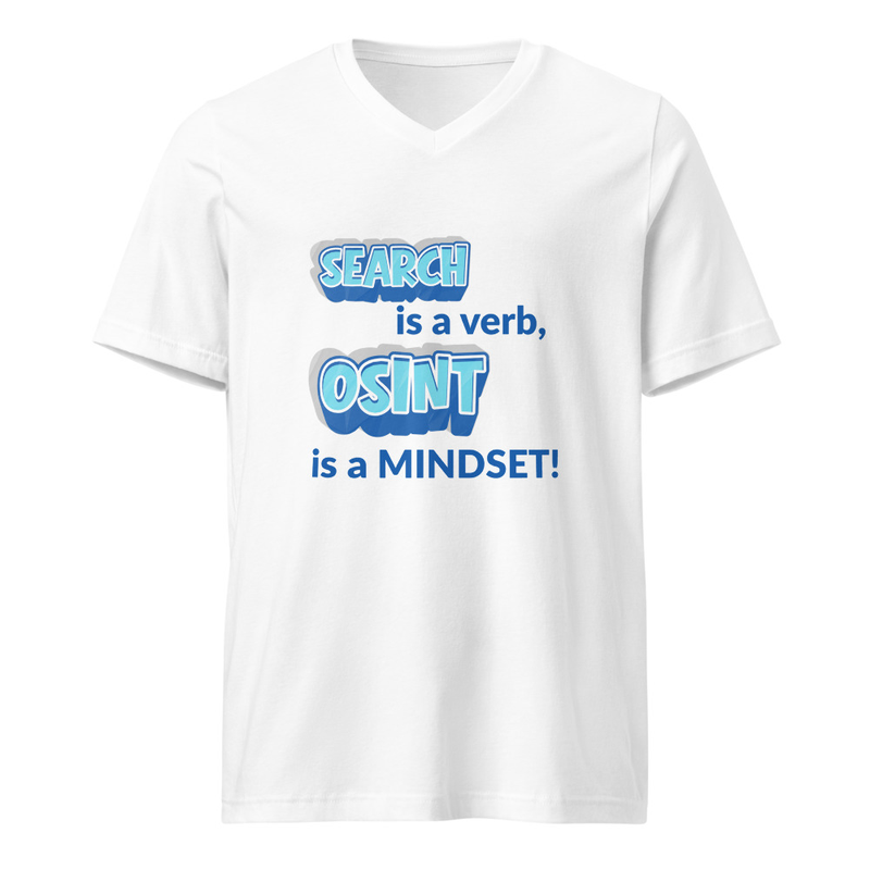 OSINT Mindset Unisex Short Sleeve V-Neck T-Shirt – XL, White