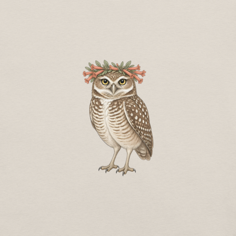 Burrowing Owl Flower Crown Tee — Floof