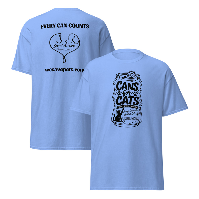Cans For Cats Unisex T-Shirt – S, Carolina Blue