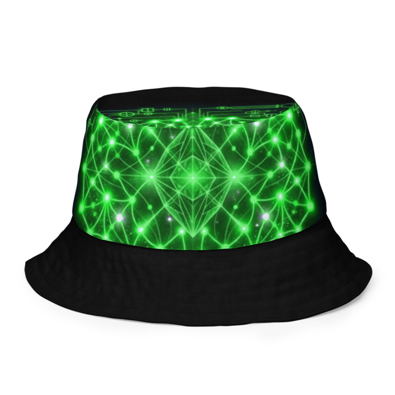 Uncle Benny ® Neural Link Sync IBM Quantum Computer Bucket Hat Neon Green EST. 2020