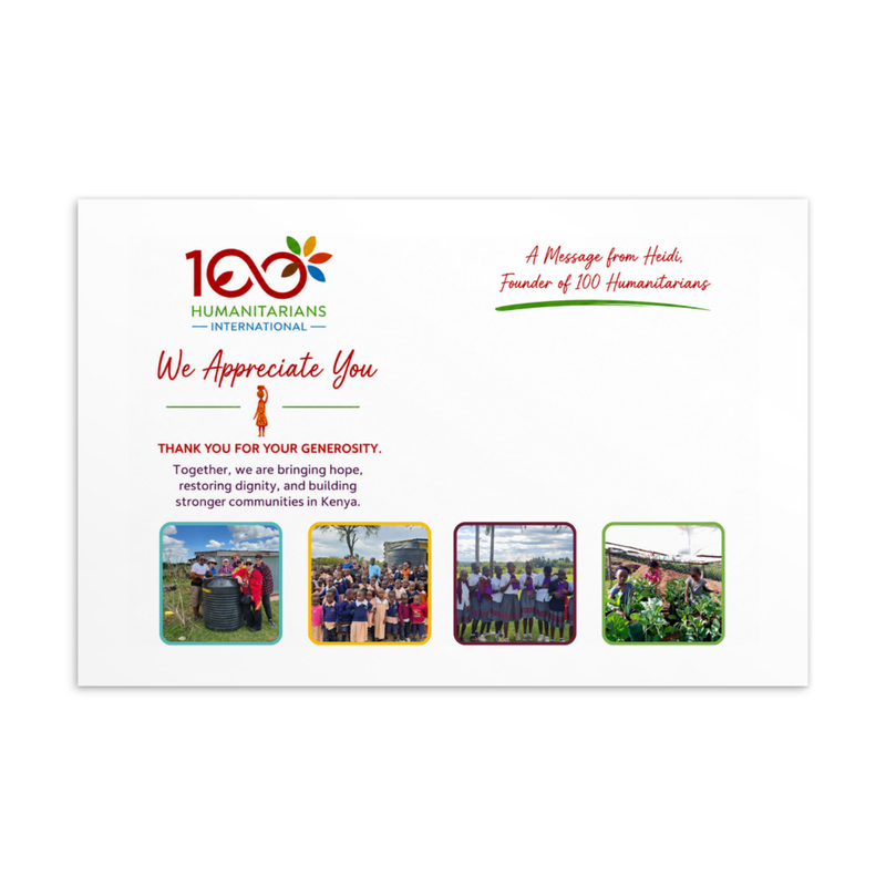 100 Humanitarians Thank you Postcard