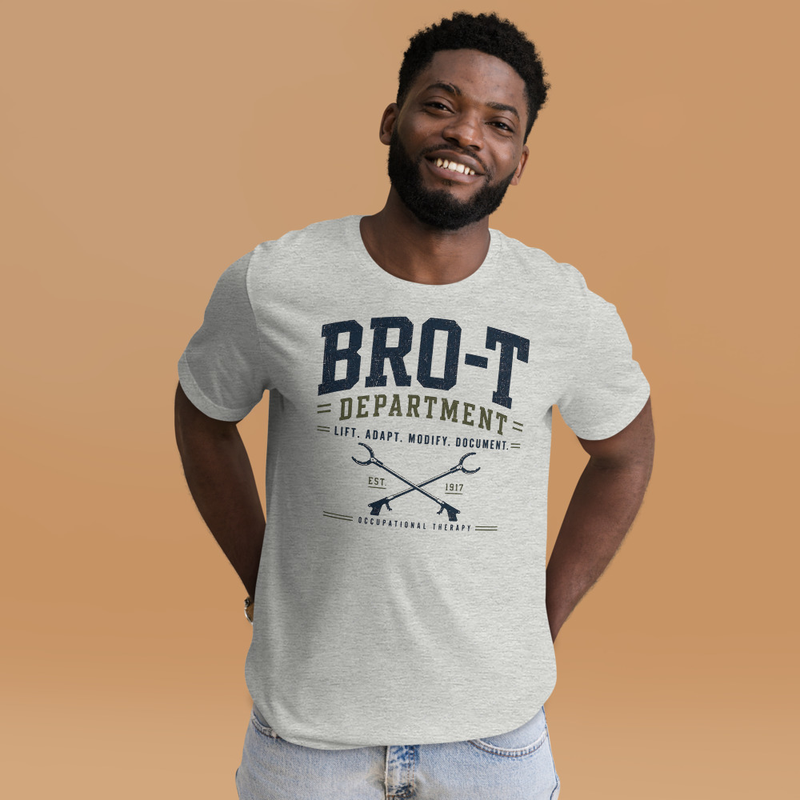 Bro-T Department Male OT Shirt | Funny Occupational Therapist T-Shirt – XS, Athletic Heather