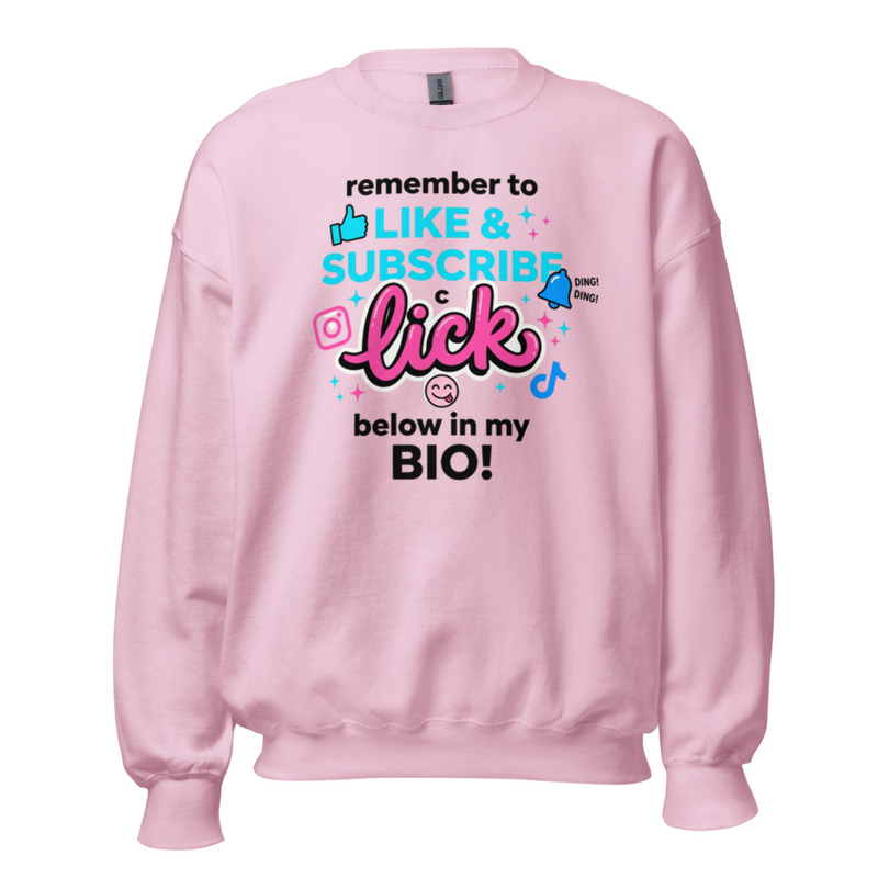 Funny Sweatshirt - Lick in my Bio – XL, Light Pink