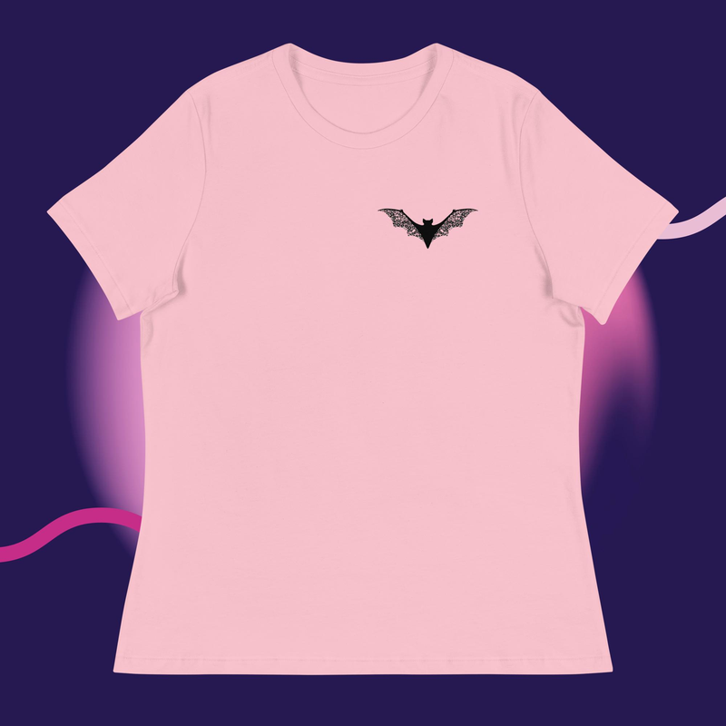 Floral Bat Women's Relaxed T-Shirt – XL, Pink