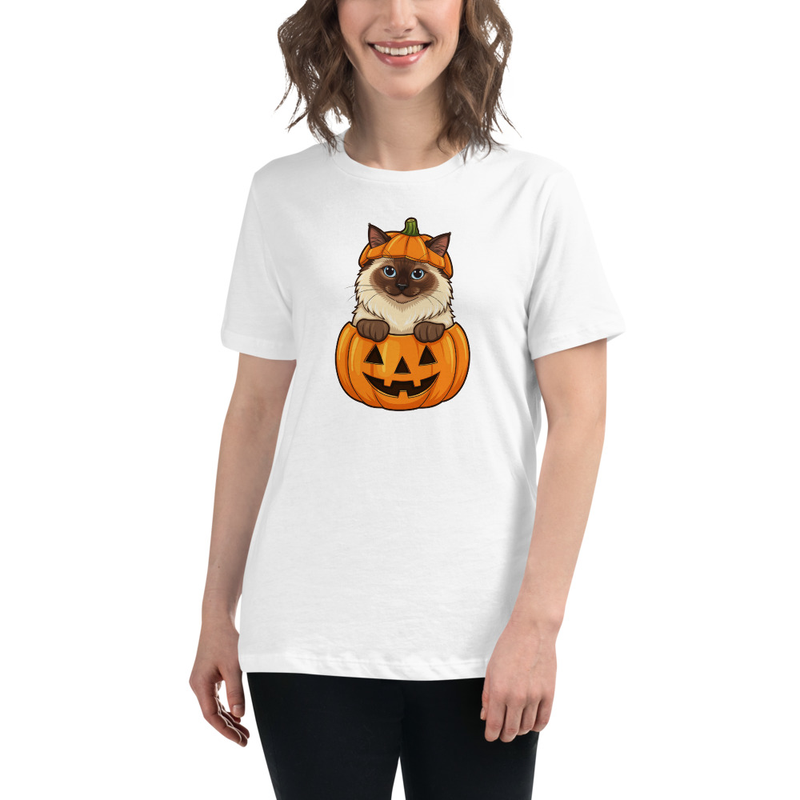 Himalayan Cat Jack-O-Lantern Women's Relaxed Tee