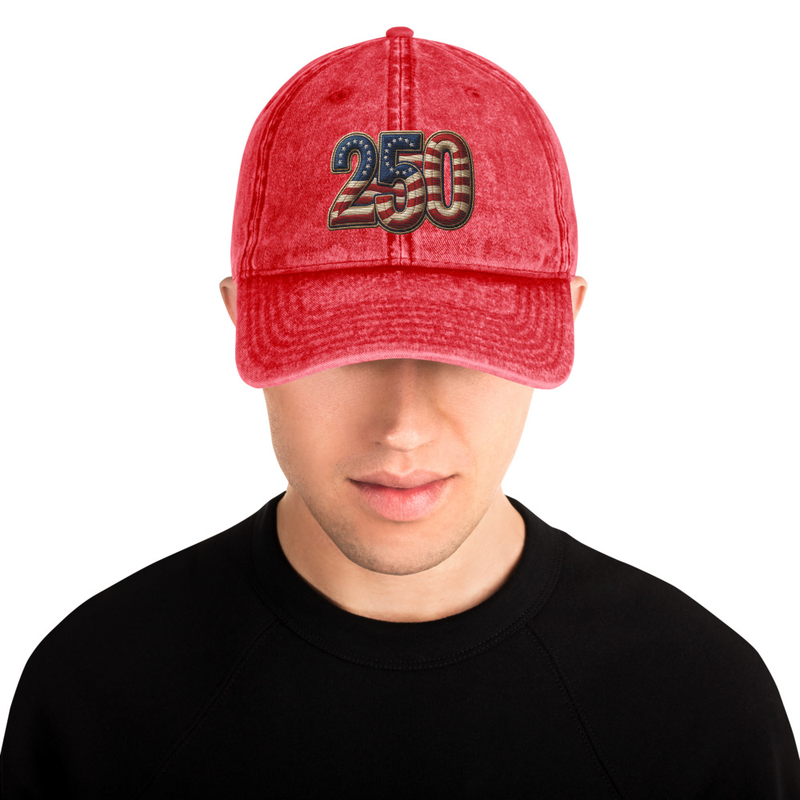 USA 250 | 250 Vintage Cotton Twill Cap – One size, Red
