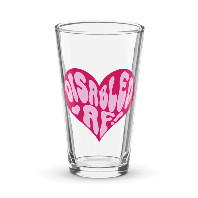 Disabled AF Heart pint glass