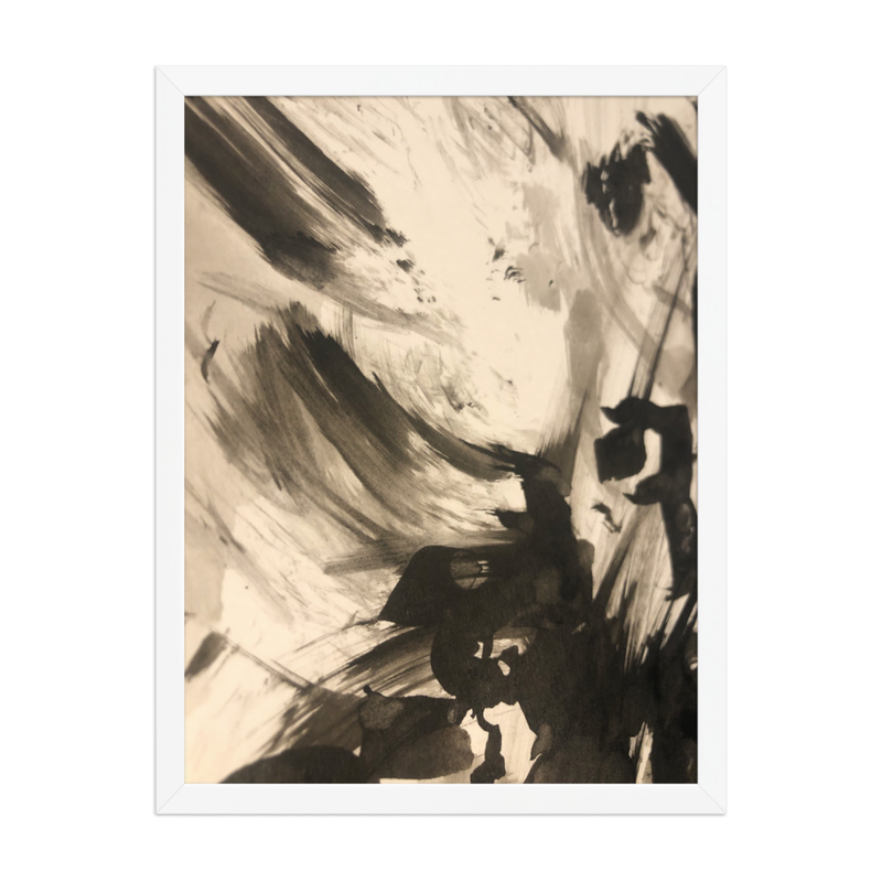 Perceptual Field 0157 – The Shape of a Thought – Framed Print – 18″×24″, White