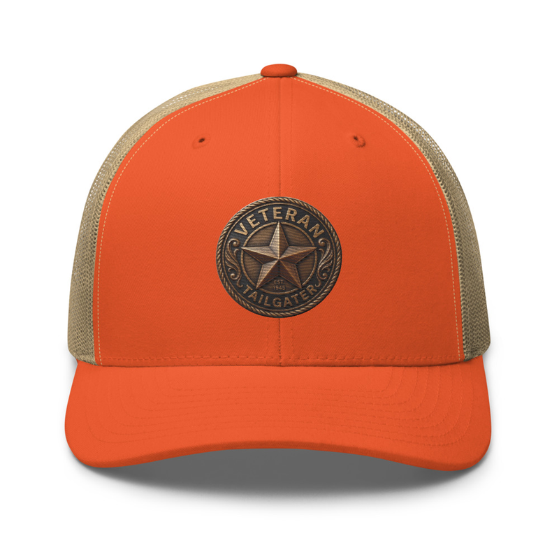 Veteran Tailgater Trucker Cap – One size, Rustic Orange/ Khaki