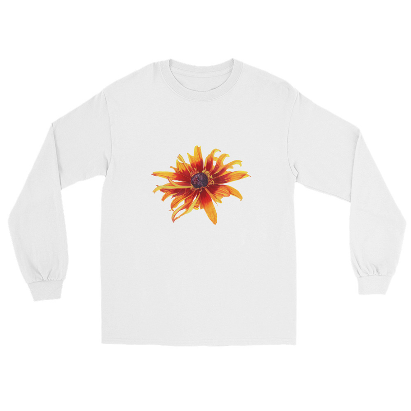 Flaming Flowers - Unisex Long Sleeve Shirt – XL, White
