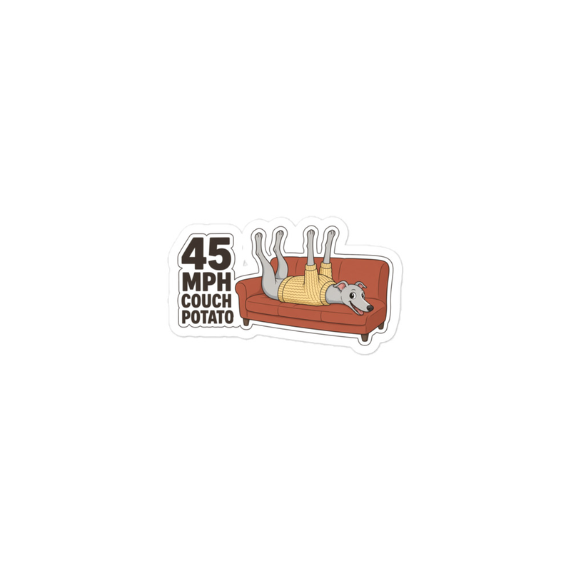45 MPH Couch Potato Greyhound Sticker — Floof