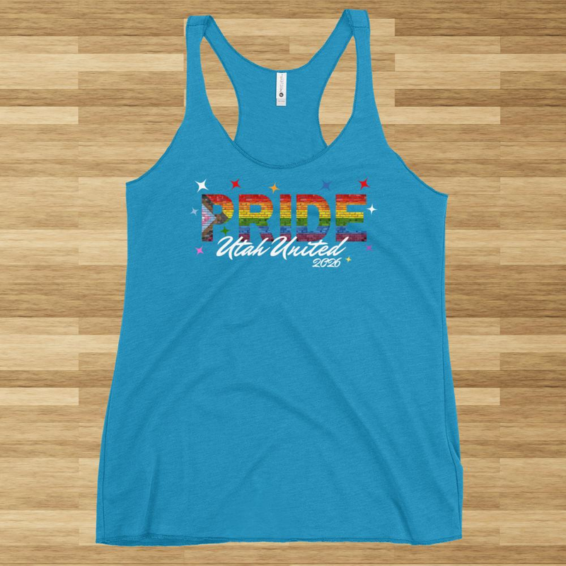 Utah Pride 2026 | Women's Racerback Tank – XS, Vintage Turquoise