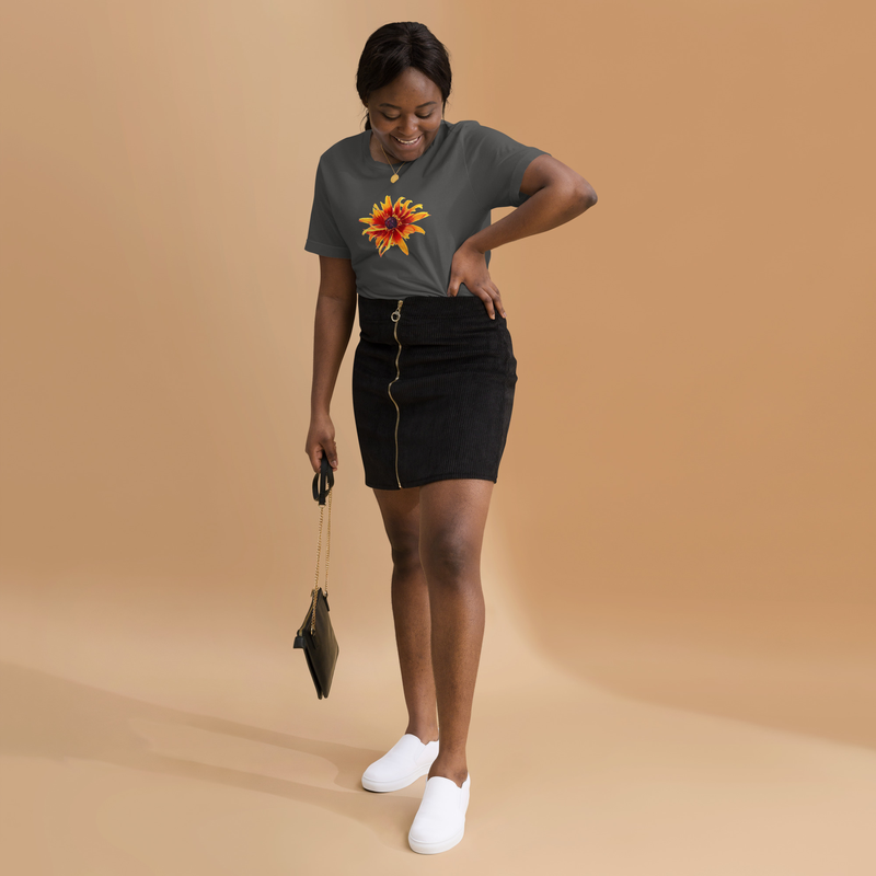 Flaming Flower - Unisex t-shirt – S, Asphalt