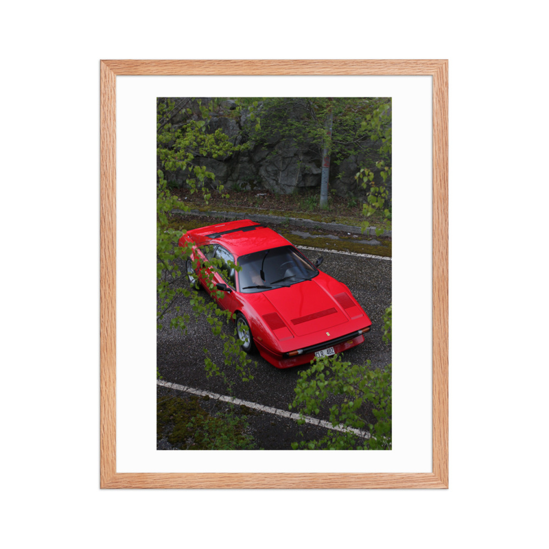 Ferrari 308 GTB QV - Framed print of the Stallion (in) – 16″×20″, Red Oak