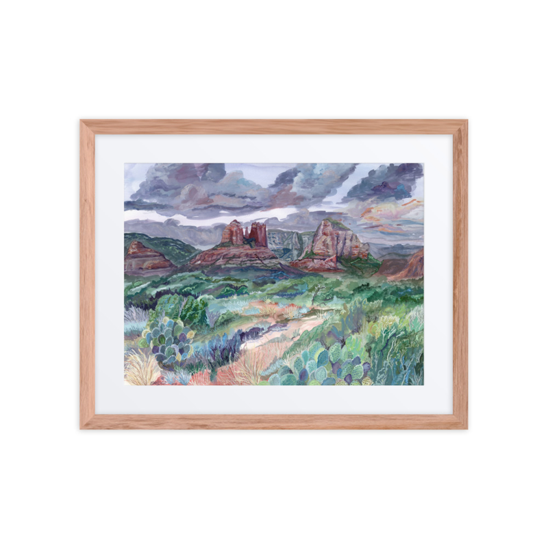 Framed & Matted Print – 16″×20″, Red Oak