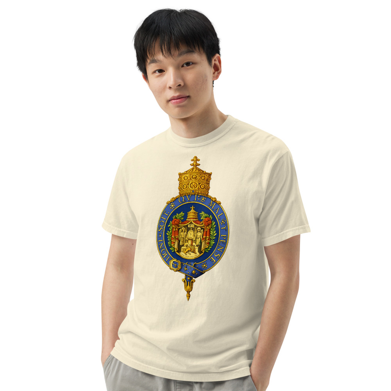Unisex RTV-HC-0002 - Crowned Ethiopian Imperial Heraldic Emblem garment-dyed heavyweight t-shirt
