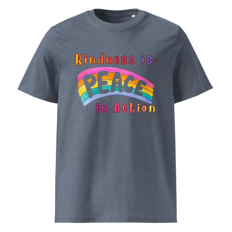 Kindness Unisex Organic Cotton Creator 2.0 T-Shirt – S, Dark Heather Blue