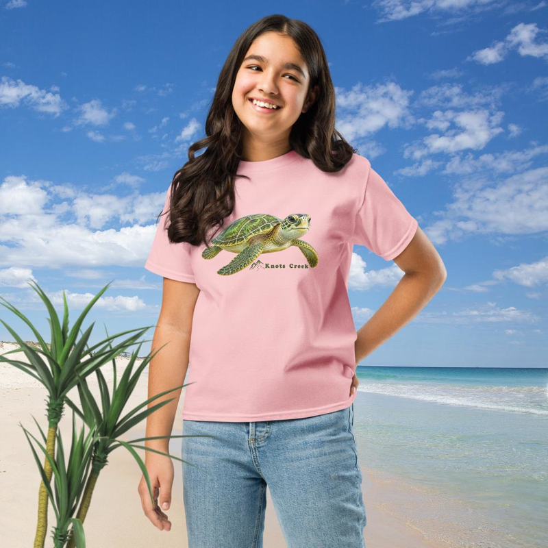 Youth Turtle Tee - Cotton – XL, Light Pink