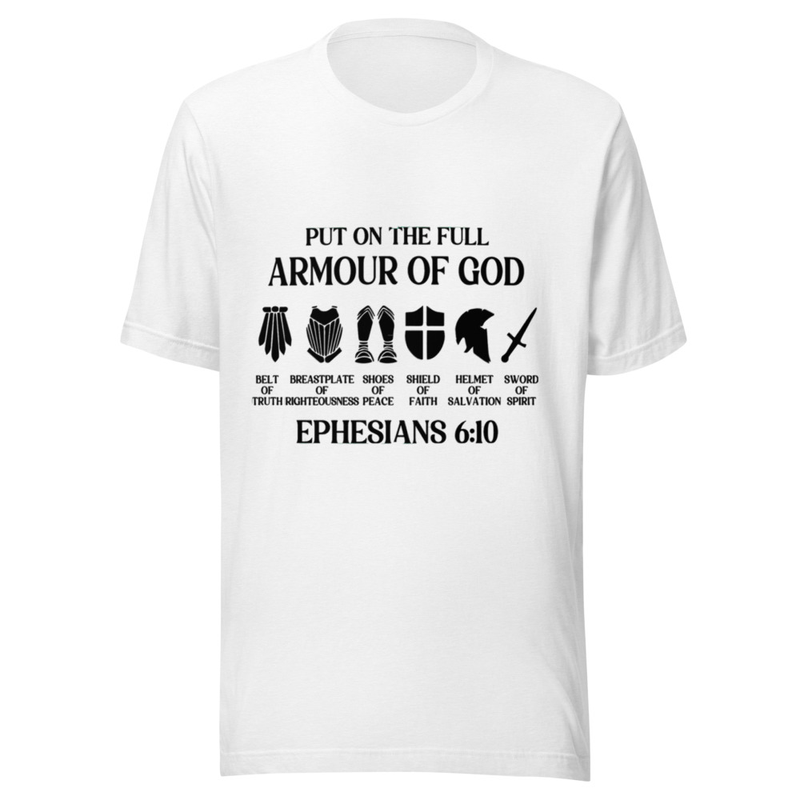 Armor Of God T-shirt – S, Solid White Blend