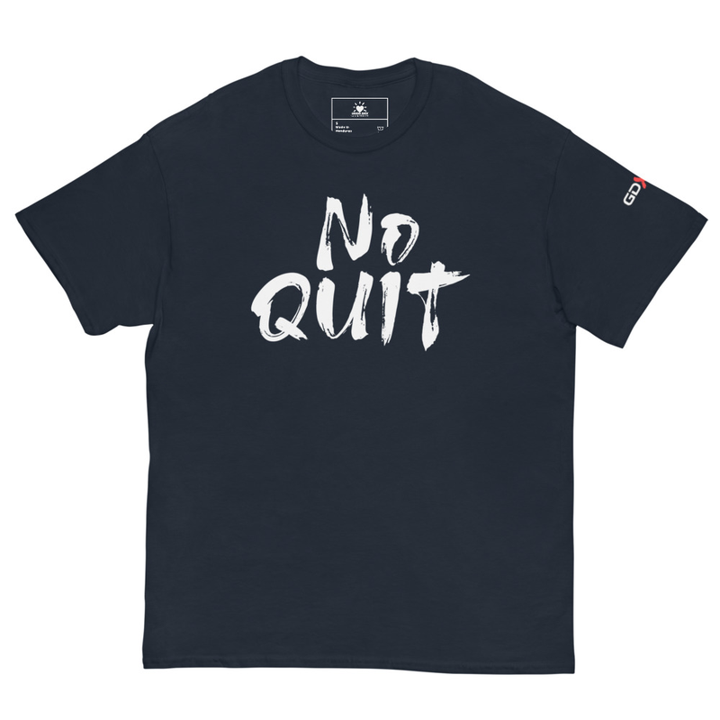 "No Quit" GDXFit Shoulder Unisex Classic Tee (shoulder logo) – S, Navy