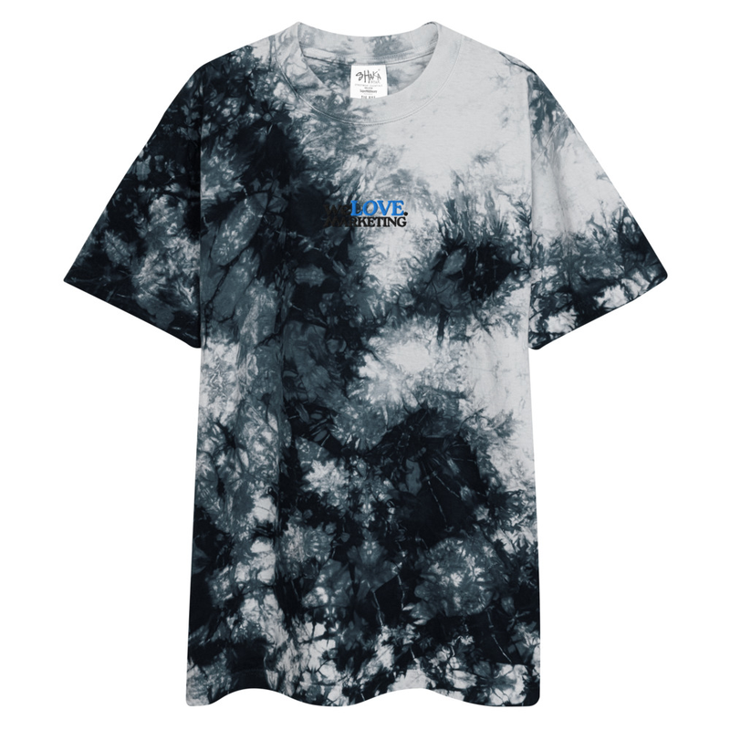 Embroidered Oversized Tie-Dye Shirt – XL, Black / White