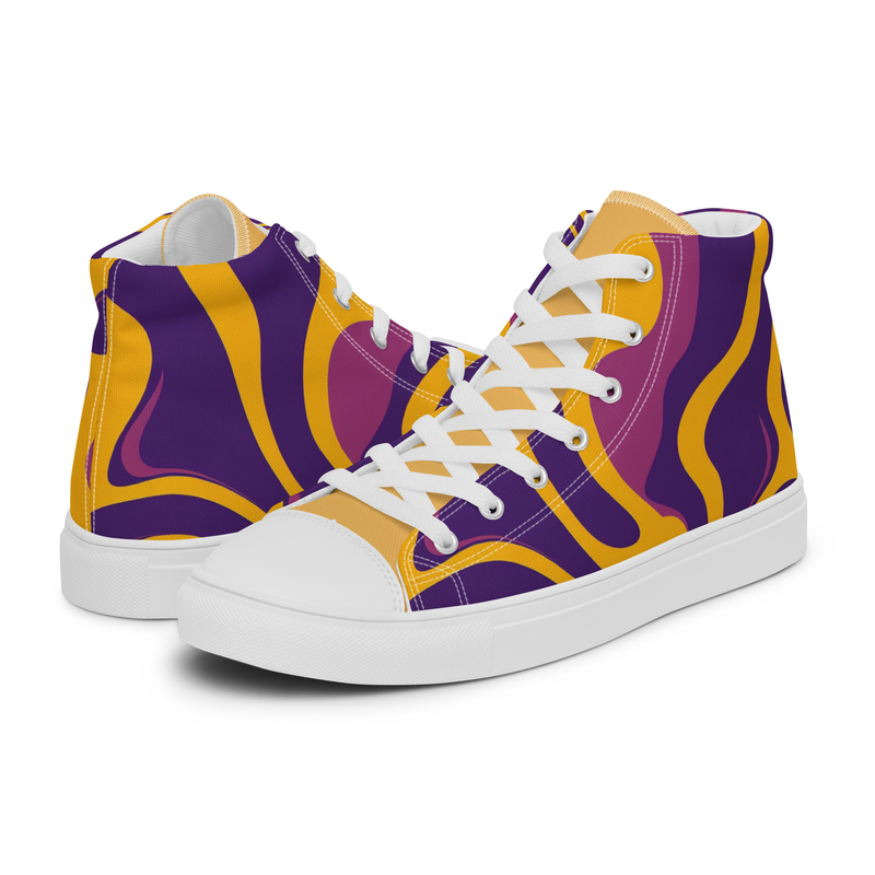 LA Lake Show - Purple and Gold Men’s high top canvas shoes