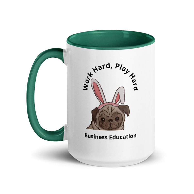 Business Education - Mug with Color Inside – 15 oz, Dark Green