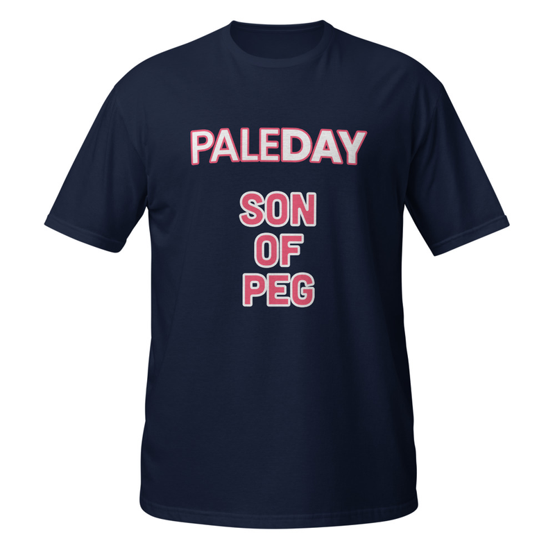PaleDAY Son-of-Peg Unisex T-Shirt with fuschia/white logo