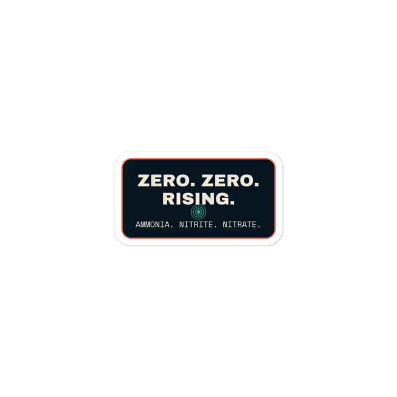 ZERO. ZERO. RISING. Sticker mockup
