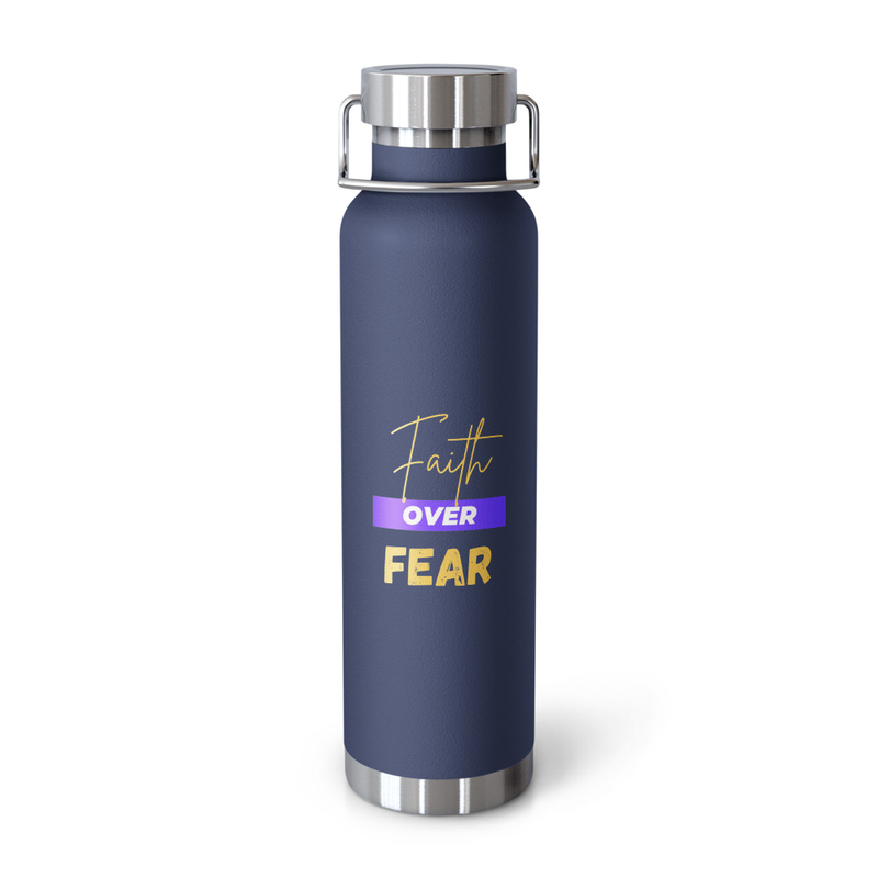 Faith Over Fear Copper Vacuum Insulated Bottle (22oz) – 22oz, Navy