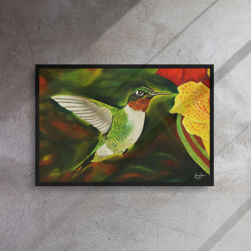 Hummingbird 2 Framed Canvas – 20″×30″, Black