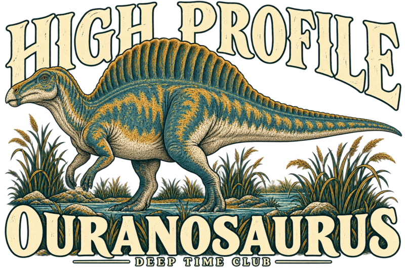Close view of the original High Profile Ouranosaurus Hoodie graphic