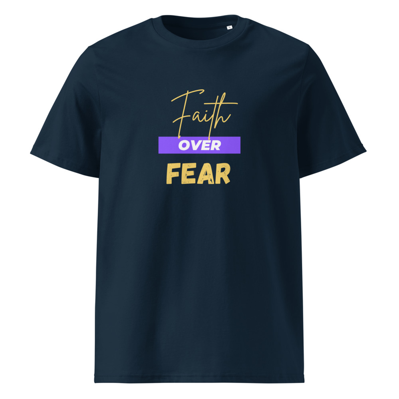 Faith Over Fear Unisex Organic Cotton T-Shirt – S, French Navy