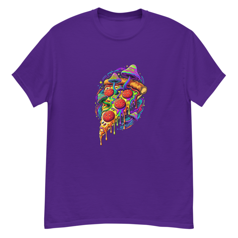 Psychedelic Pizza Slice Tee – S, Purple