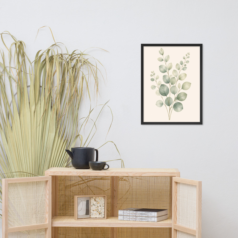 Eucalyptus Stem Framed Botanical Wall Art — Minimalist Watercolor — thumbnail 6