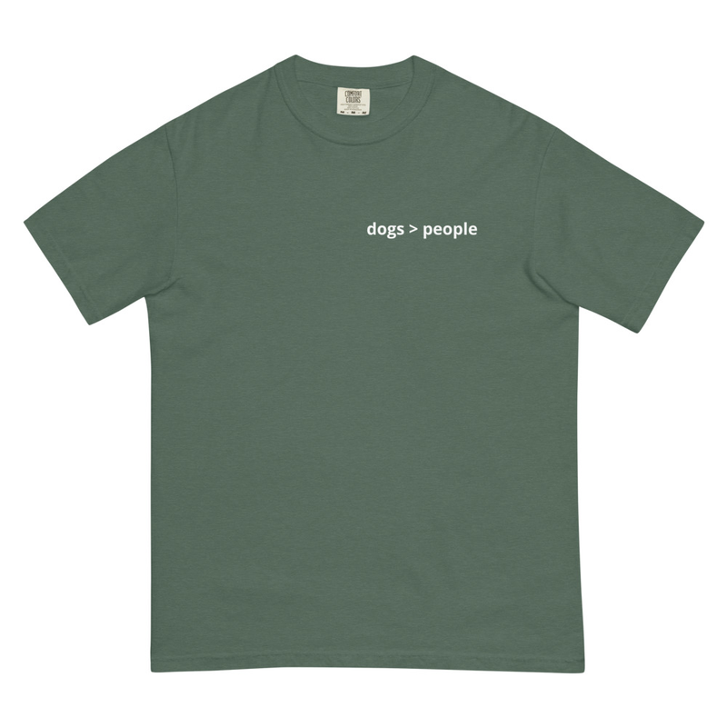 dogs > people Unisex garment-dyed heavyweight t-shirt – XL, Blue Spruce