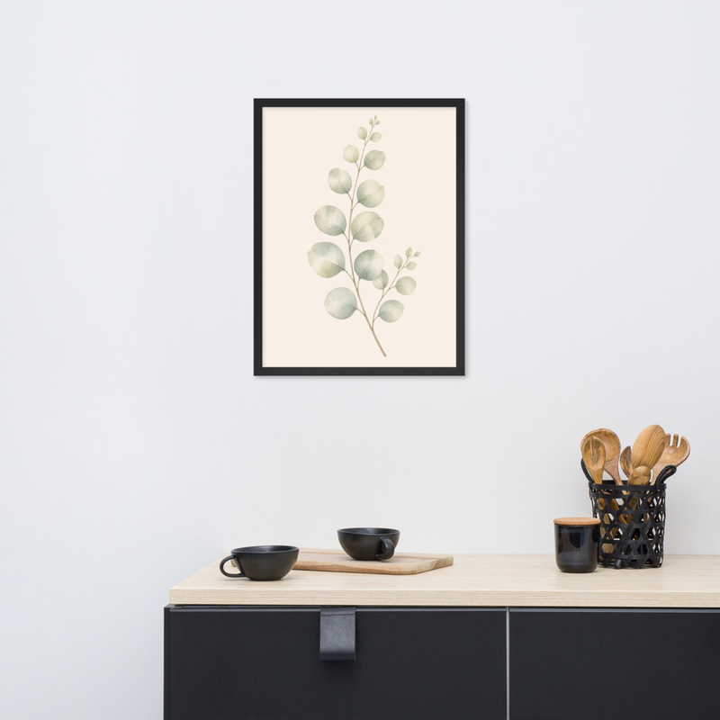 Eucalyptus Branch Framed Botanical Wall Art — Minimalist Watercolor — thumbnail 6