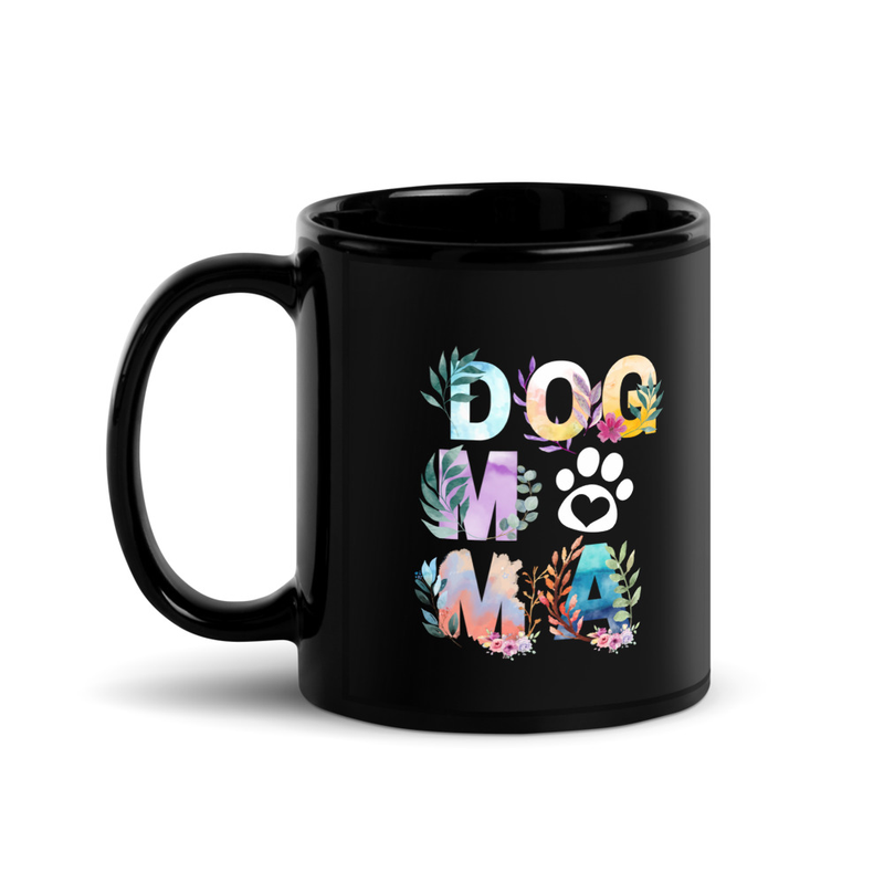 Black Glossy Mug: Dog Mama