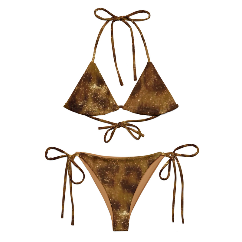 All-over print recycled string bikini browns onça